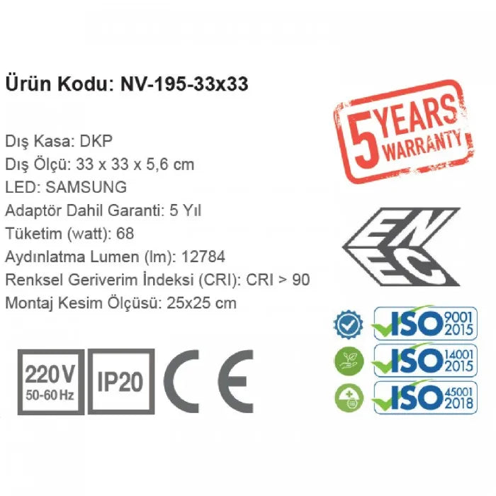 Sarkıt Dekoratif Dikdörtgen LED Aydınlatma Nv-SRKT1-100x8x10